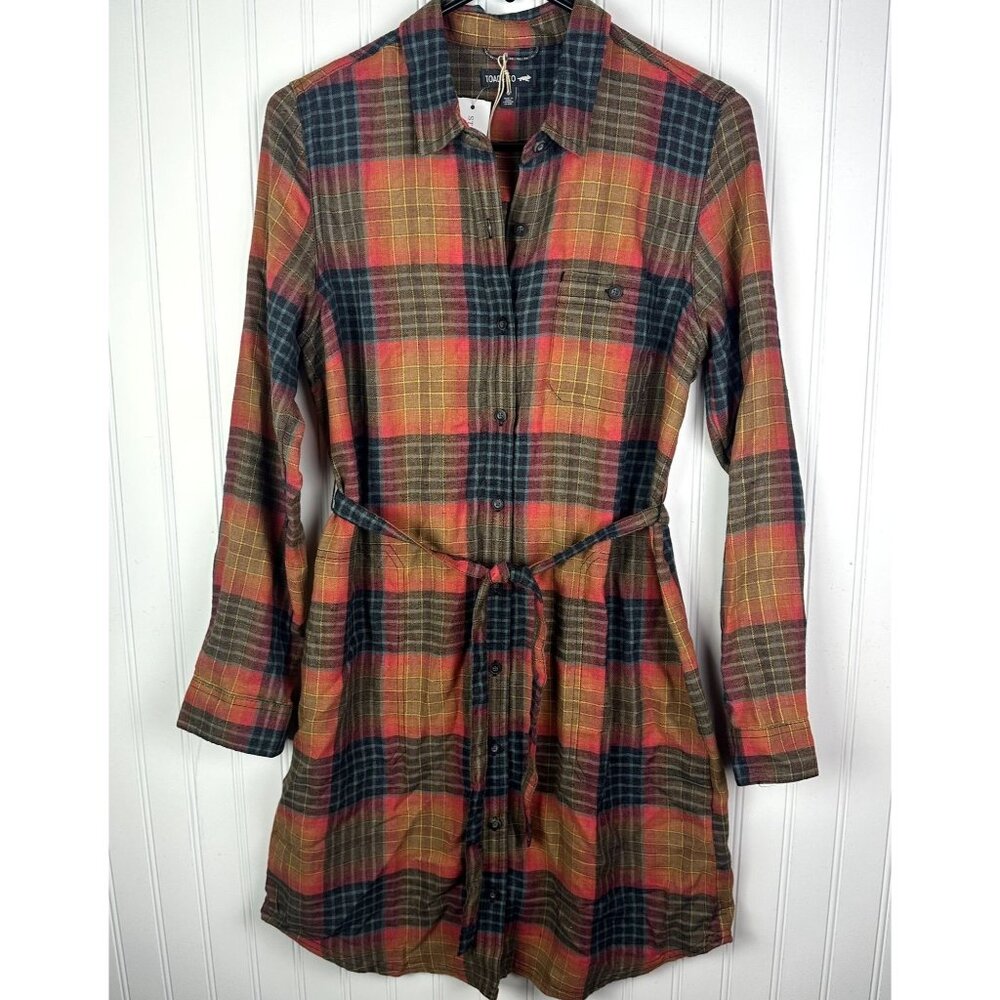 Toad & Co‎ Women's Flannel Shirt Dress Cedar Ombre Size Small NWT